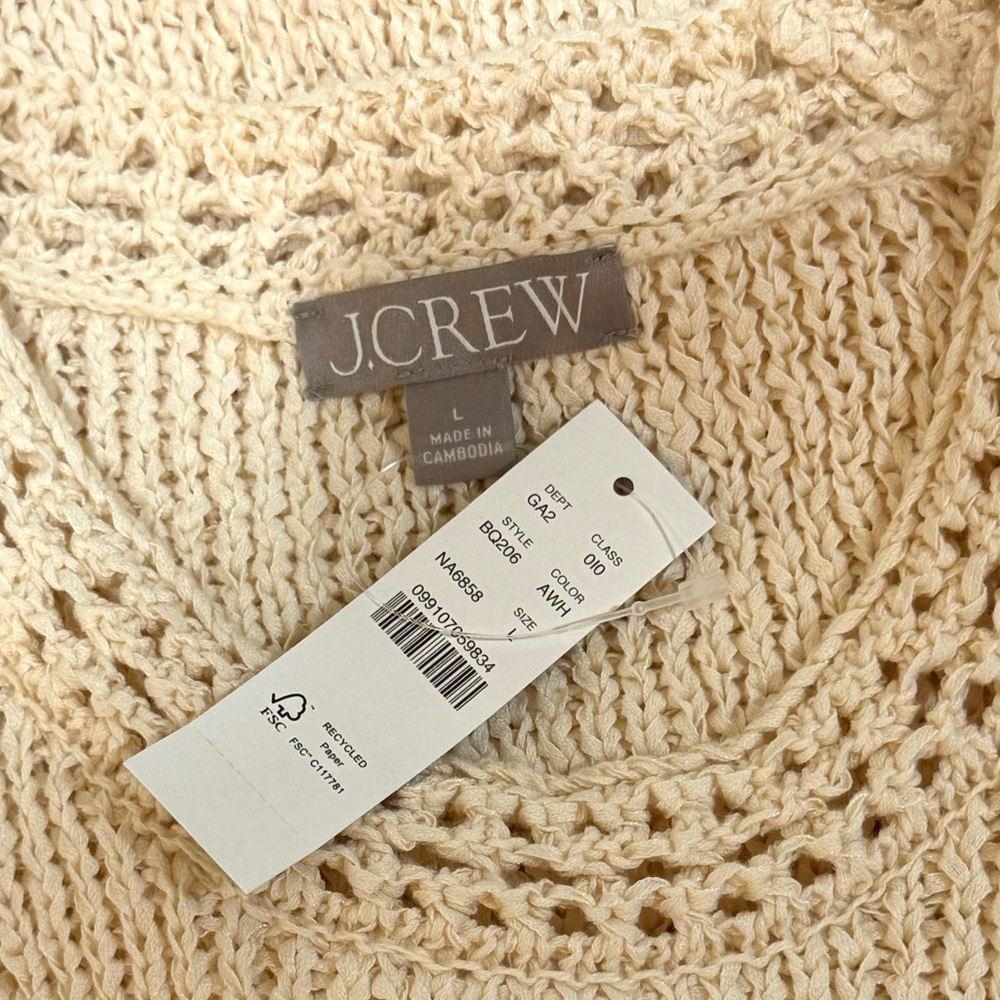 NWT J. Crew High-Neck Textured Pointelle Cream Sweater Tank BQ206 - Picture 3 of 8